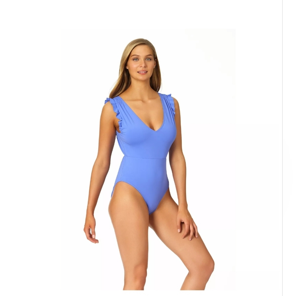 NEW Women's Catalina Size M Ruffle-Sleeve UPF 50+ One-Piece Swimsuit